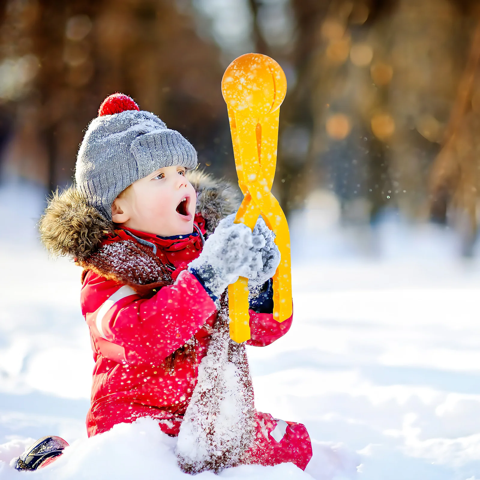 2PCS Sneeuwbal Maker Fun Sneeuwbal Clips Sneeuwbal Speelgoed met antisliphandvat voor Kid's Sneeuwbal vecht willekeurige kleur