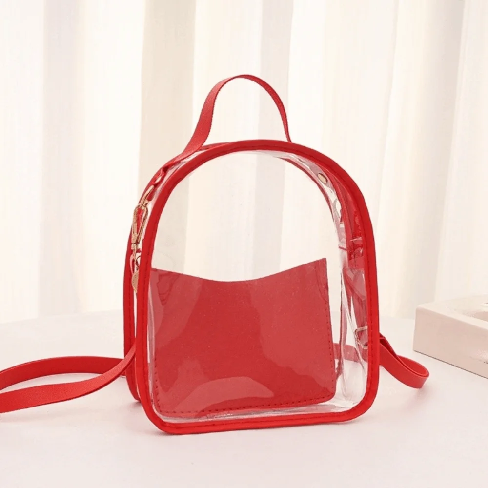 

Simple PVC Transparent Backpack Transparent with Small Bag Jelly Shoulder Bag Clear Zipper Crossbody Bag Travel