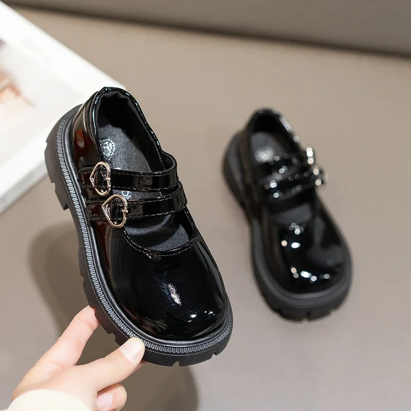 Girls School Performance Shoes Spring Autumn Kids Fashion Mary Jane Shoes for Princess Children's Black Uniform Leather Shoes