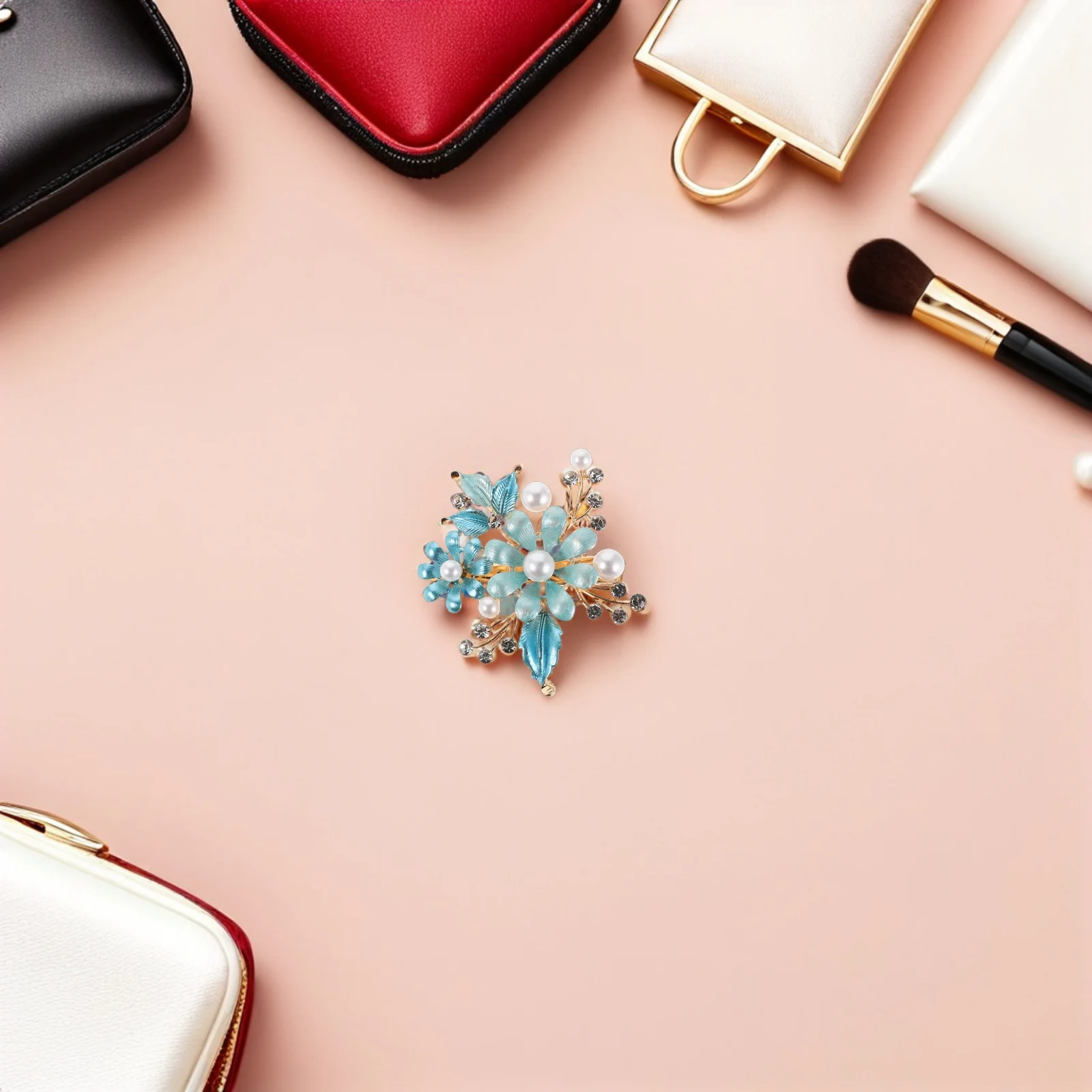 

Luxury Vintage Flower Hair Clip Rhinestone Pearl French Barrette Elegant Duckbill Clip Wedding Hairstyle Accessories