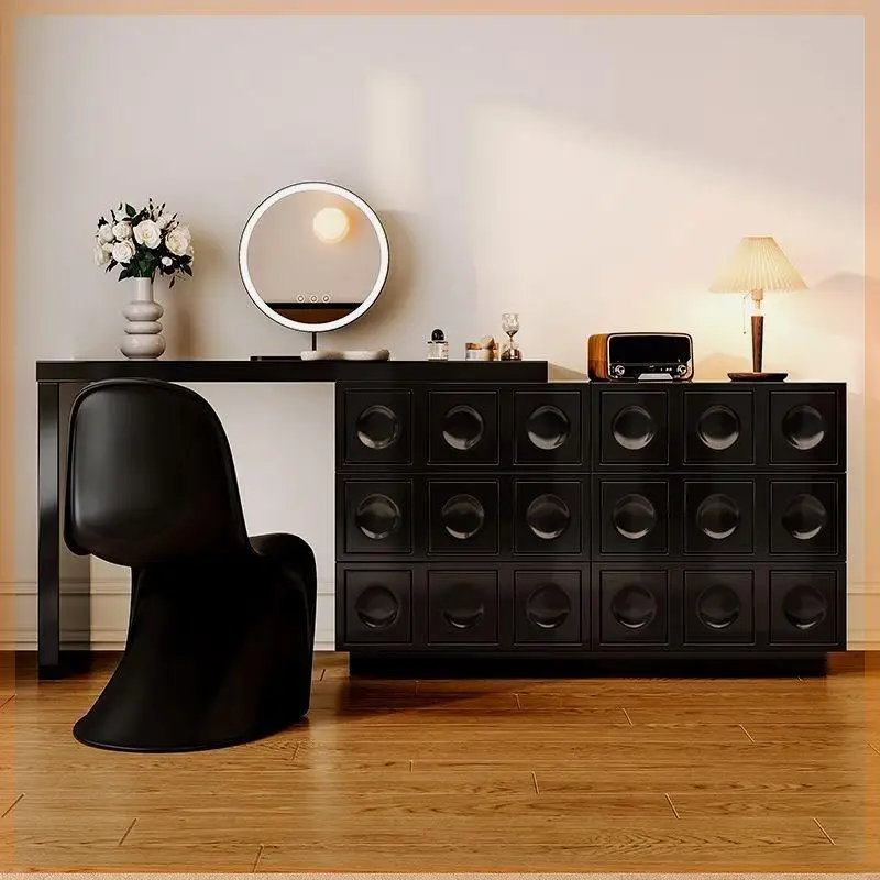 

Wooden Luxury Vanity Table Dest Black Simple Long Europa Makeup Vanity Desk Mirror Drawer Coiffeuse De Chambre Furniture Home