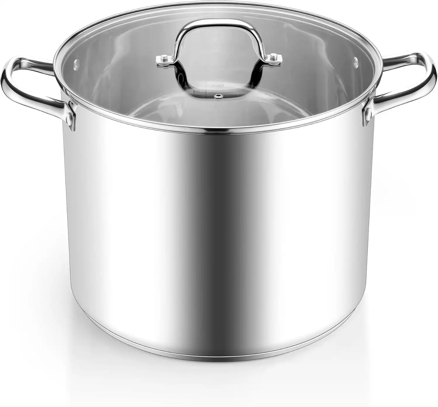 

16 QT Stainless Steel Stock Pot with Glass Lid, Large Cooking Soup Pot with 3-Ply Bottom Compatible with Gas Electric Ceramic
