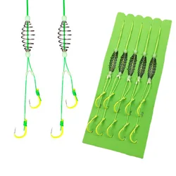 5 Pairs/Lot Double Barbed Hooks Carbon Steel Fishing Hook with PE Line Anti-winding Bighead Carp Anti-tangle Explosion Hooks
