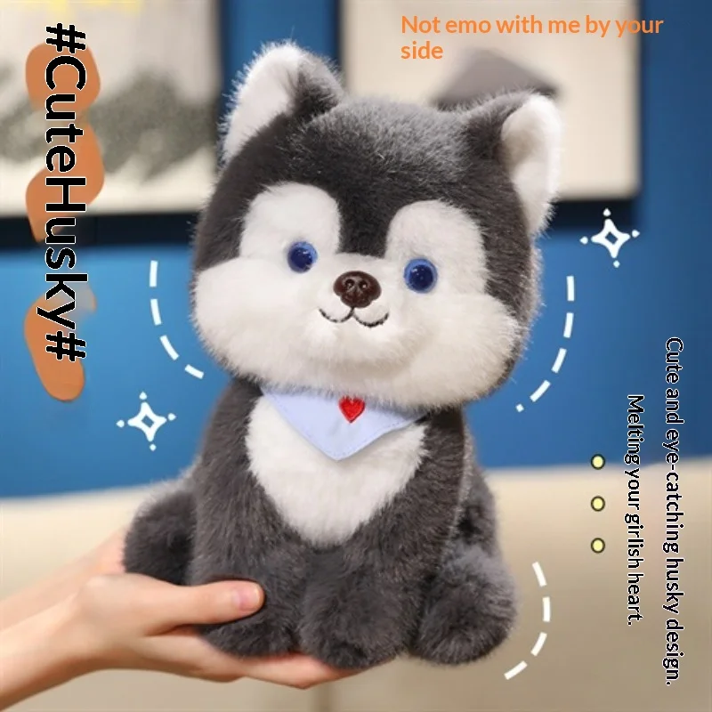 Simpatico cucciolo di peluche Husky bambola di pezza morbida per bambini Comfort coccole giocattolo Kawaii Husky Plushie per ragazzi ragazze regalo di compleanno