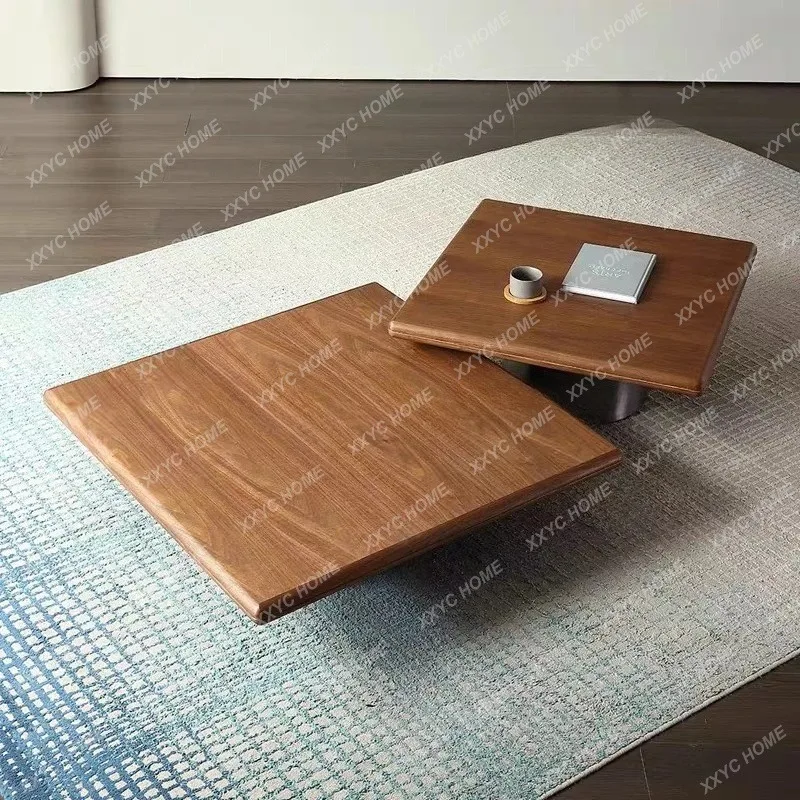 XX Chinese retro walnut generous coffee table high and low combination living room home high-end walnut minimalist coffee table