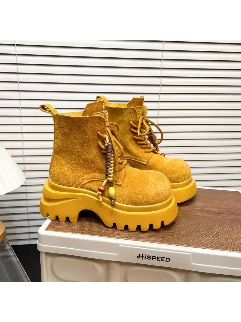 Rétro femmes botte mode en cuir souple plate-forme botte exquise tête ronde bottines pour femme concepteur chaussures décontractées Botas Mujer