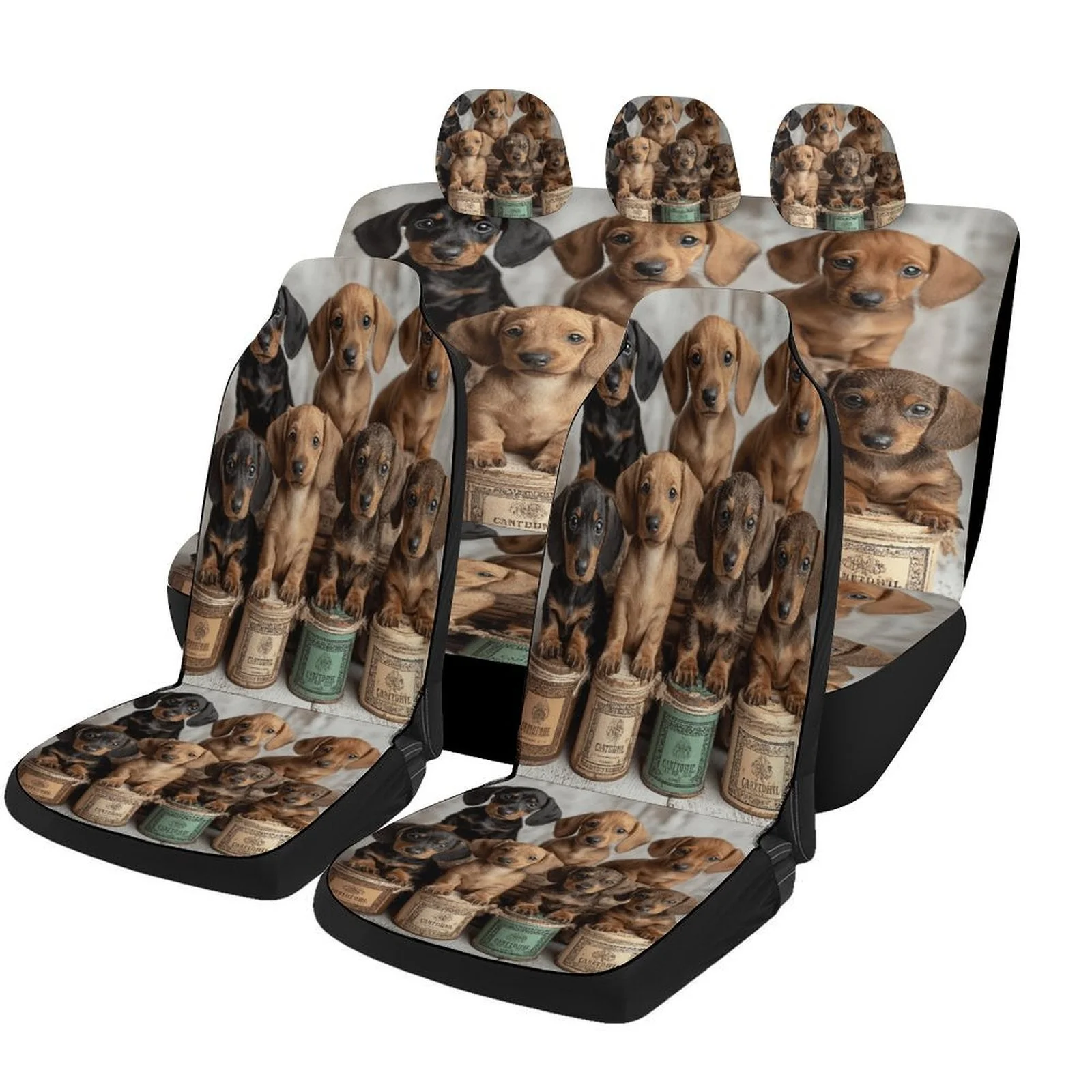 Puppy Group Designed Car Seat Covers Set For Most Cars, Trendy Breathable Decorative Car Seat Protector Covers Full Set, Car Se