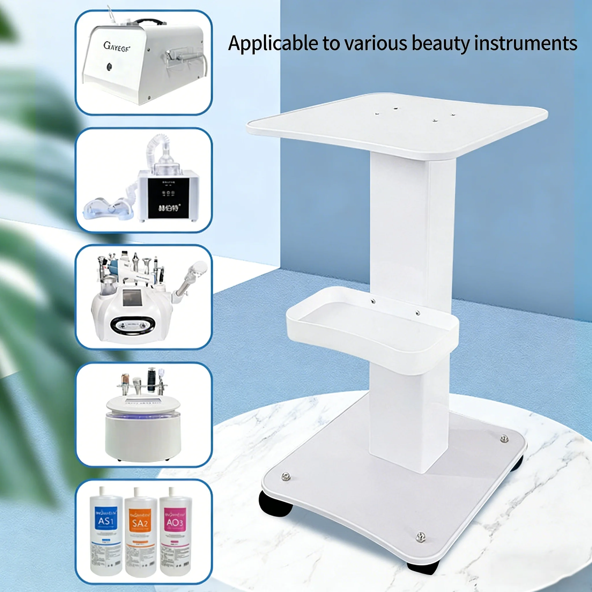 1PCS New Multifunctional Beauty Cart Salon Trolley Stand For Beauty Machine Super Large Table Organizer Stand SPA Rolling Cart