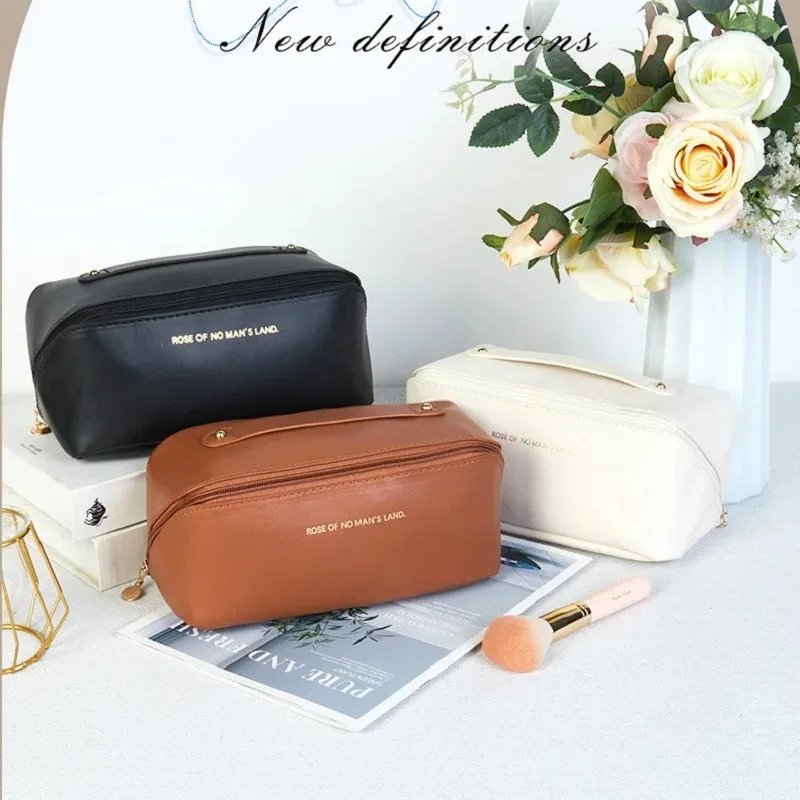 1PC Large Capacity PU Cosmetic Bag Travel Wash Bag Convenient Pillow Shape Cosmetic Storage