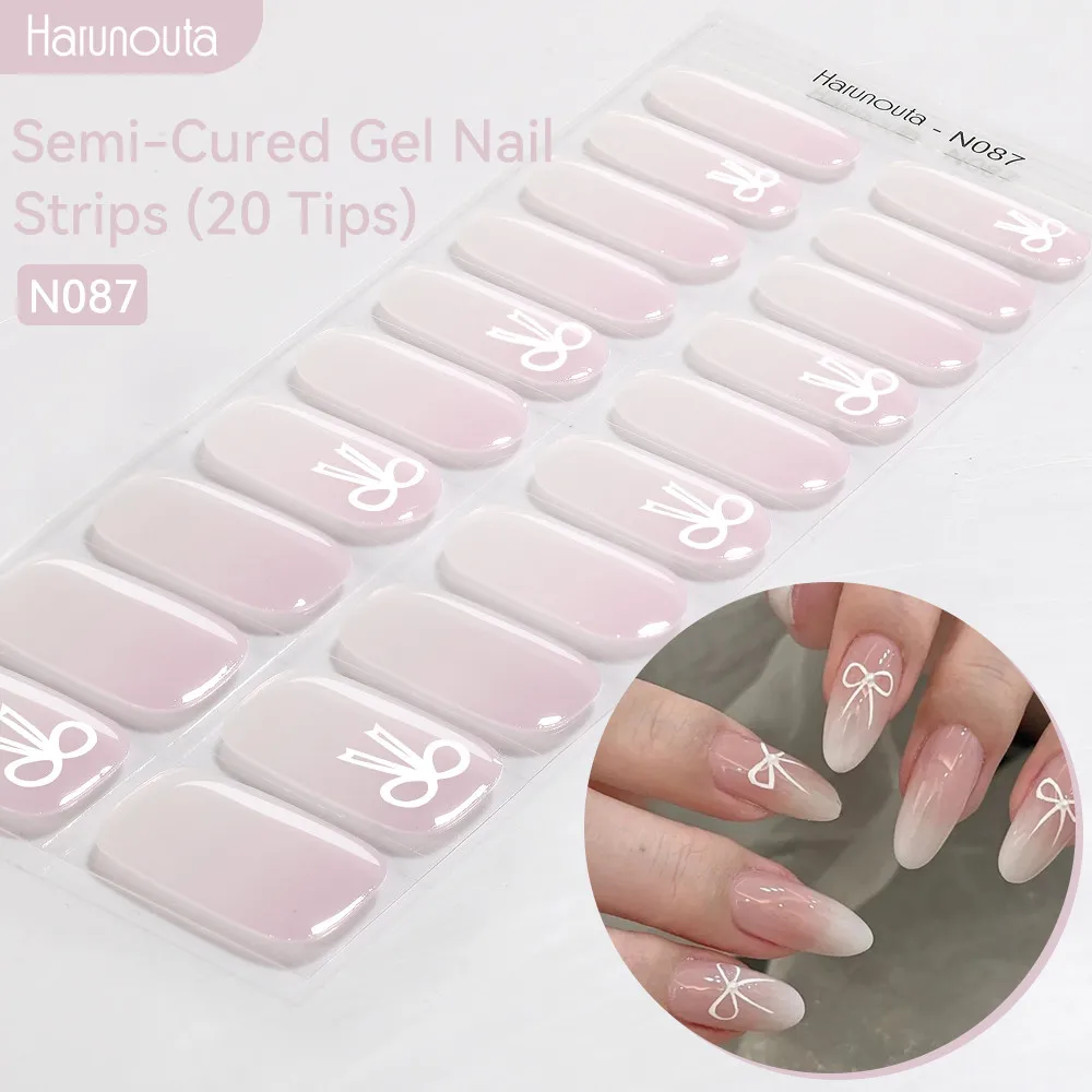 

Harunouta Gold Foil Semi-Cured Gel Nail Stickers Adhesive Waterproof Long Lasting Full Cover Gel Nail Stickers UV Lamp Needed