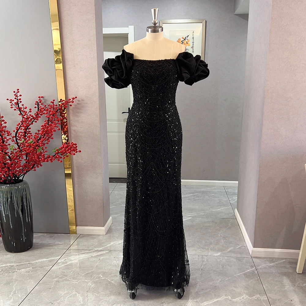 Elegant Mermaid Evening Dress with Dubai Pearls Off-the-Shoulder Long Luxury Gown for Women 2025 Prom Wedding Party Customized image 5
