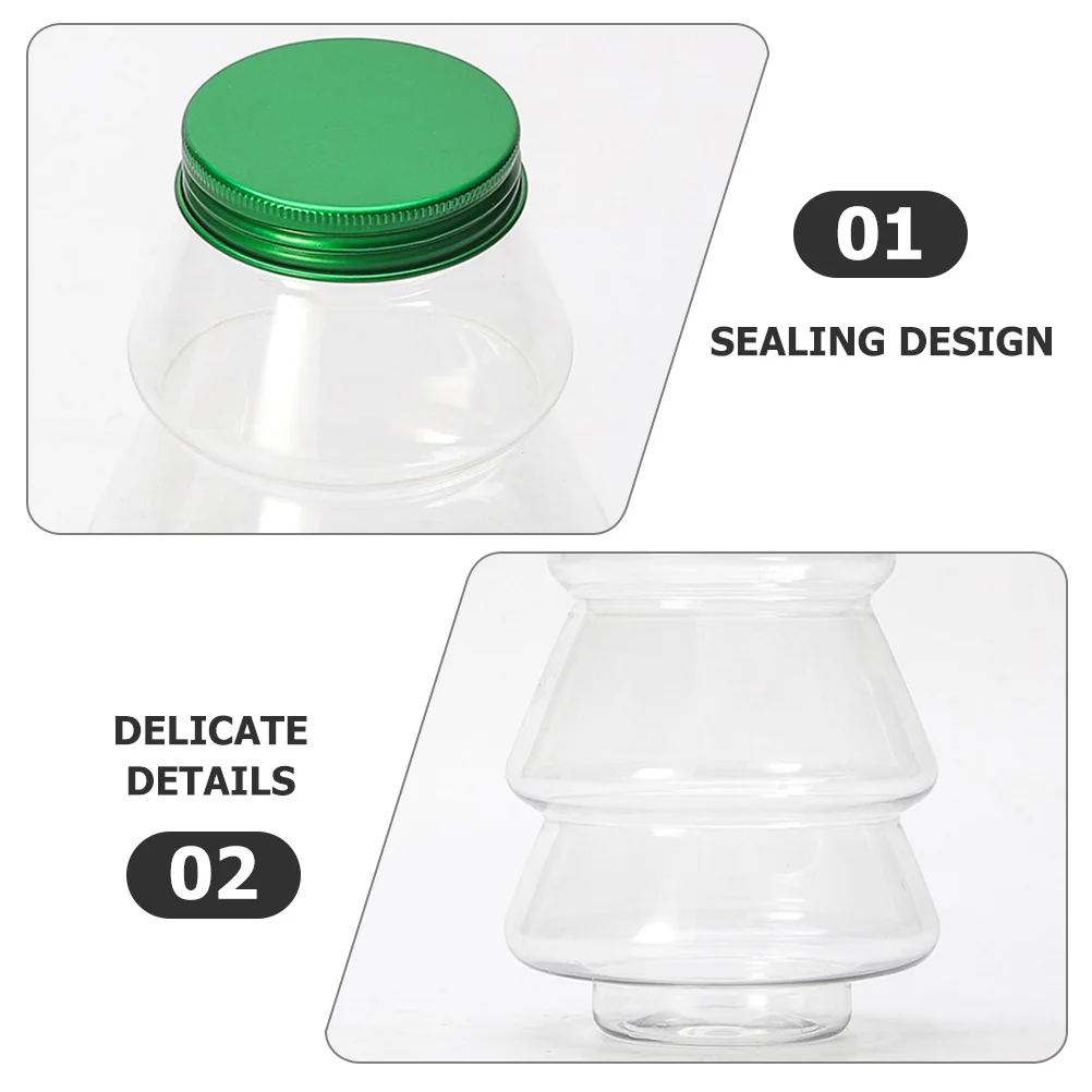 

5Pcs Juice Bottles Reusable Clear Xmas Tree Shape Sealing Milk Tea Beverage Containers Leakproof Portable Juice Bottles
