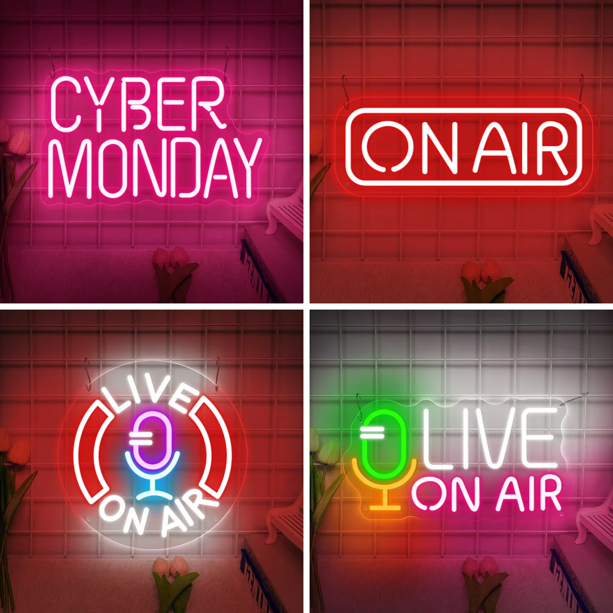 On Air Studio-Retro LED Neon Sign Music Studio Decor for Streaming Club Office Farmhouse Neon Lights Party Wall Art Decor