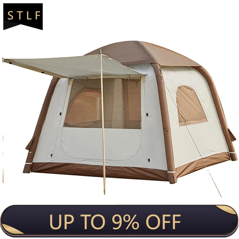 

Inflatable Camping Tent 4-8 Person Waterproof Oxford Fabric with Porch Rainfly Easy Setup Glamping Tent with Carry Bag