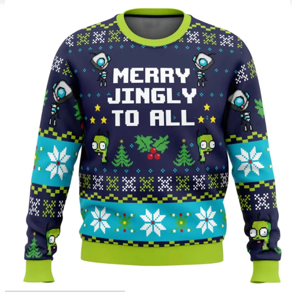 Suéter de Natal Engraçado Doom Invader Zim, Pullover de Desenho Animado para Mulheres e Homens, Moda Nova 2026, Moletom com Capu
