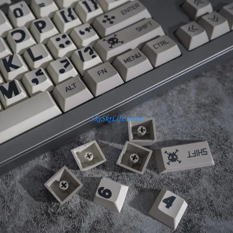 

E65E Vintage Толстый PBT Keycaps Retro Programmer 141pcs Ключи для механических
