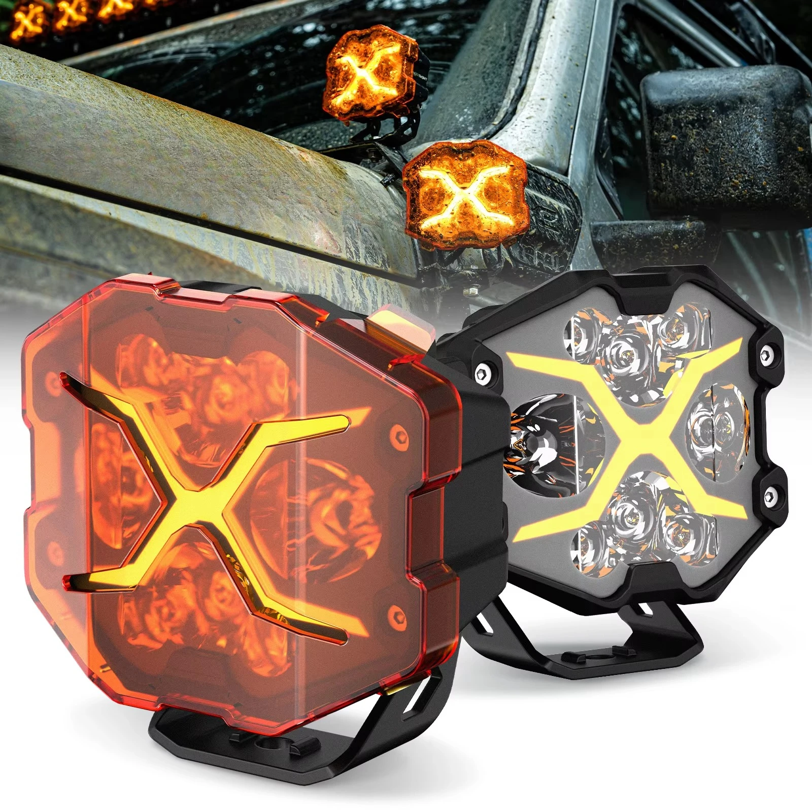 

Waterproof spotlight luminous light strip luminous fog cabin car truck work running light