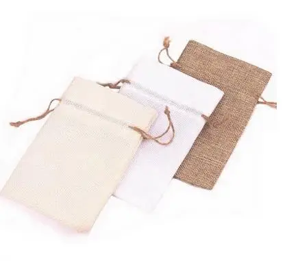 50PCS 10x14CM Natural Jute Burlap Linen Drawstring Gift Bags Sacks Christmas Birthday Wedding Party Favors Candy Bags Supplies