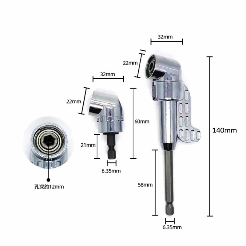 90°/105° Right Angle Drill Attachment and Flexible Angle Extension Bit Kit for Drill or Screwdriver 1/4