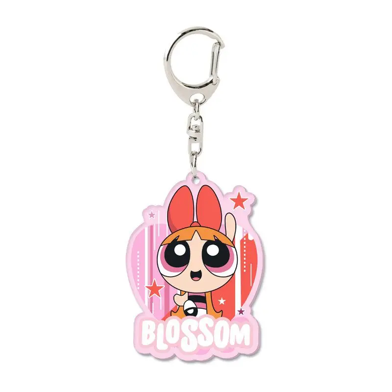 Powerpuff Girls Keychain Buttercup Blossom Kawaii Pendant Anime Doll Bubbles Cartoon Backpack Charm Toy Figurine Holiday Gift - view 3