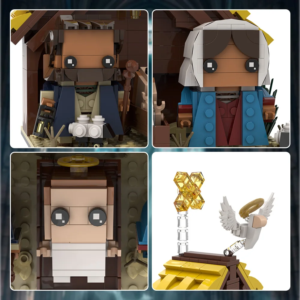 Moc modelo de natividade blocos de construção série jesus maria joseph jesus mini figura anjo cruz casa tijolos brinquedo diy idéia presente