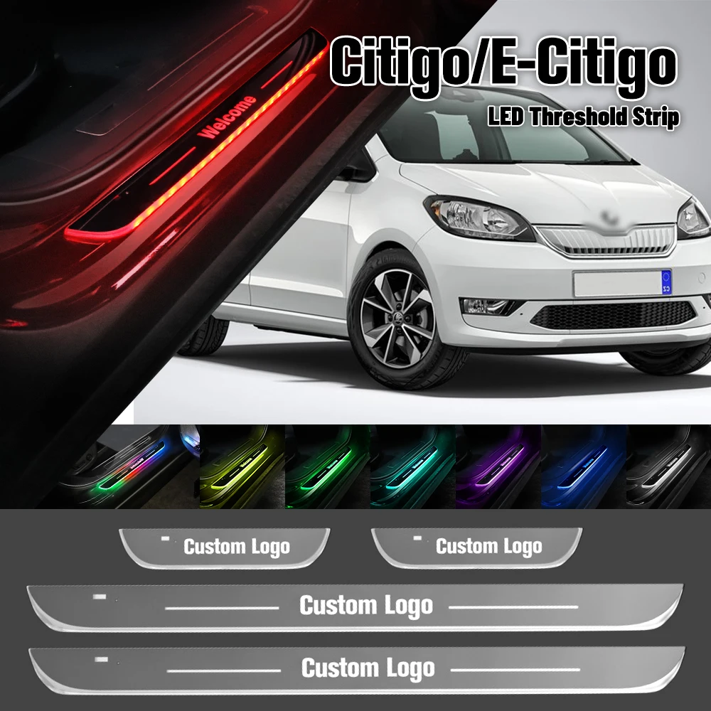 

For Skoda Citigo E-Citigo 2011-2023 Car Door Sill Light Customized Logo LED 2018 2020 Welcome Threshold Pedal Lamp Accessories