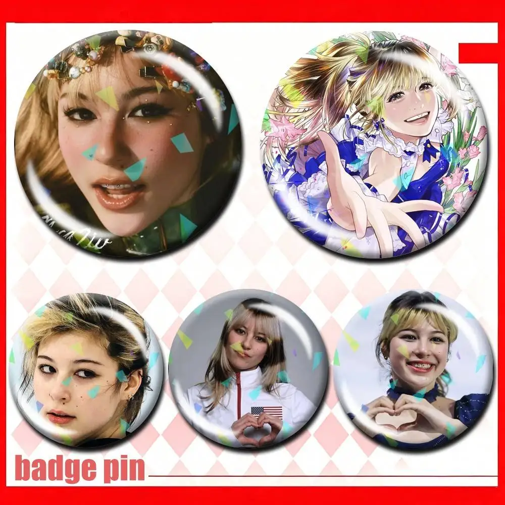 

Champion A-Alysa Liu-uS 25 32 44 58 75mm Badges Personalized Round Brooches Pins Accessory Customizable