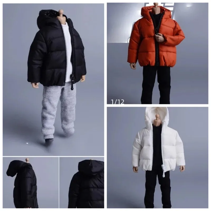 

ATStory 1/12 Scale Male Female Soldier Fashion Simple Short Zipper Hooded Duck Down Jacket Fit 6'' Action Figures Body Gift