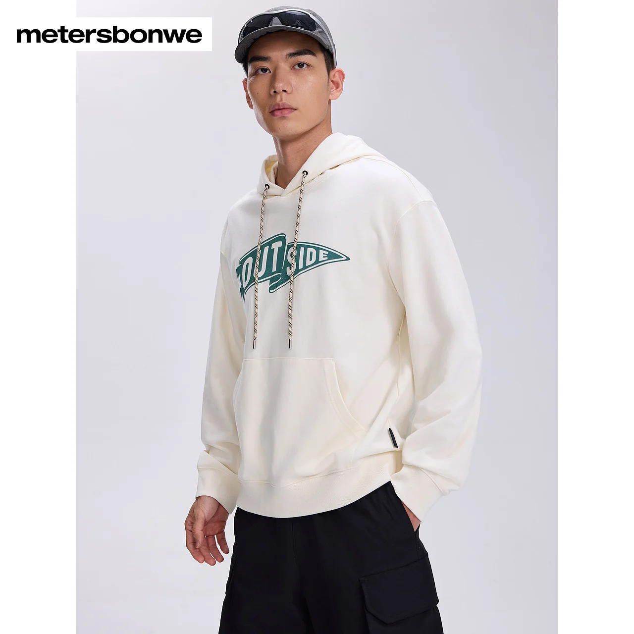 Metersbonwe-Men Women's Outdoor Printed Hooded  Comfortable Slightly Shoulder Version Knit Pullover Casual College Winter