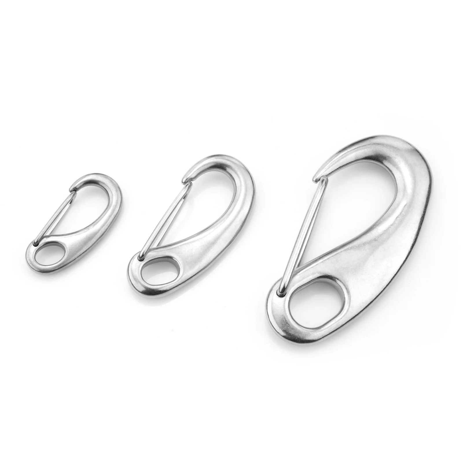 50/70/100mm Boat Marine Stainless Steel 316 Spring Snap Hook Clips Quick Link Carabiner Buckle Eye Shackle Lobster Claw Outdoor