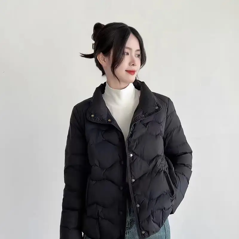 Women's ort down Jaet Du Feather New Stand Collar Winter Faion Slimming Warm Personali Outerwear Single Button