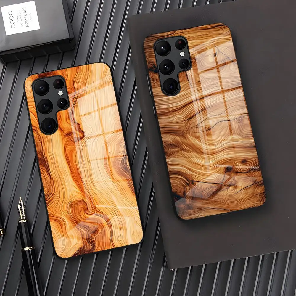 Vintage Wood Grain Phone Case For Samsung S26 S25 Plus S20 S20 Plus S22 Ultra S23 FE S21 Plus S21 Ultra Glass Cover