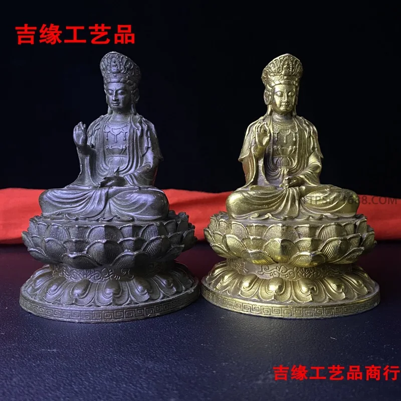 

Copper Buddha Statue Holy-Water Vase Avalokitesvara Guanyin Water Lilies Home Decoration South Sea Guanyin