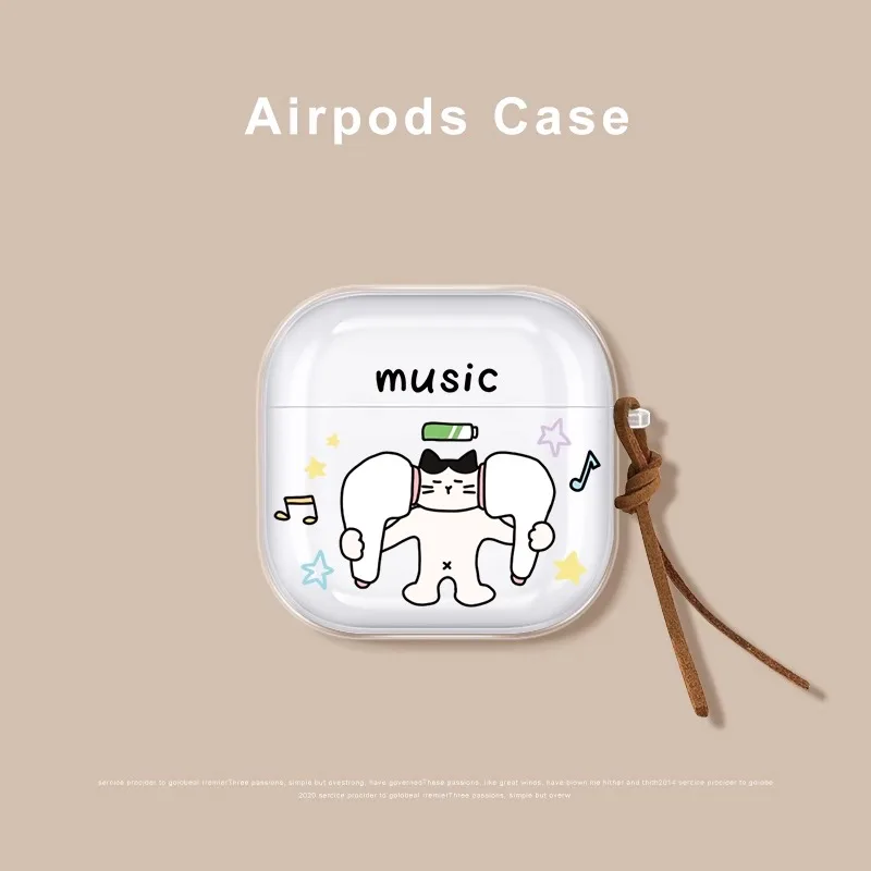 Rock Music Airpods Case for Airpods 4 1 2 3 Pro Pro2 2022 Rock Cat Soft Earphone Air Pods Covers Anime Cartoon Funda Couque