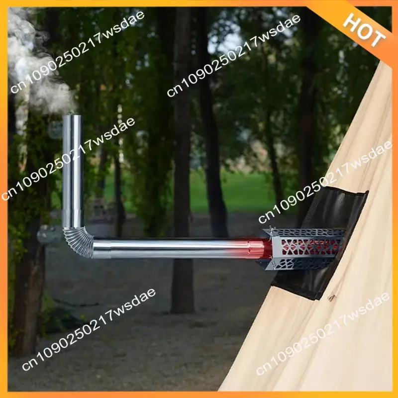 

X08A Camping Hot Tent Stove Jack Stainless Steel Mesh Furnace Tube Chimney Cover Adjustable Screw Rod For Outdoor Camping