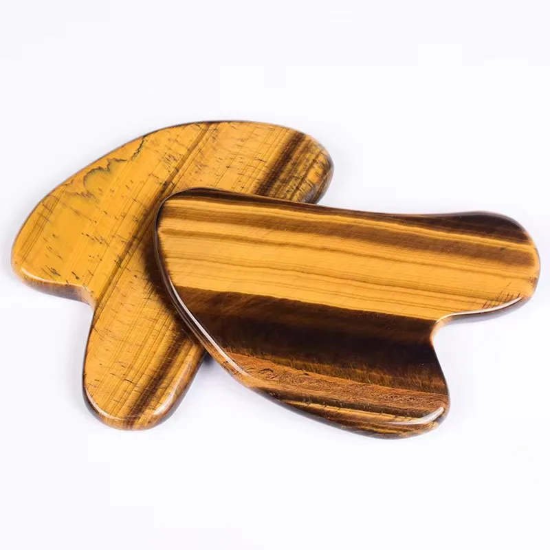 Outil Gua Sha pour le visage en œil de tigre, soins de la peau, masseur corporel en pierre naturelle, santé, beauté, lifting et raffermissement, 3 pièces