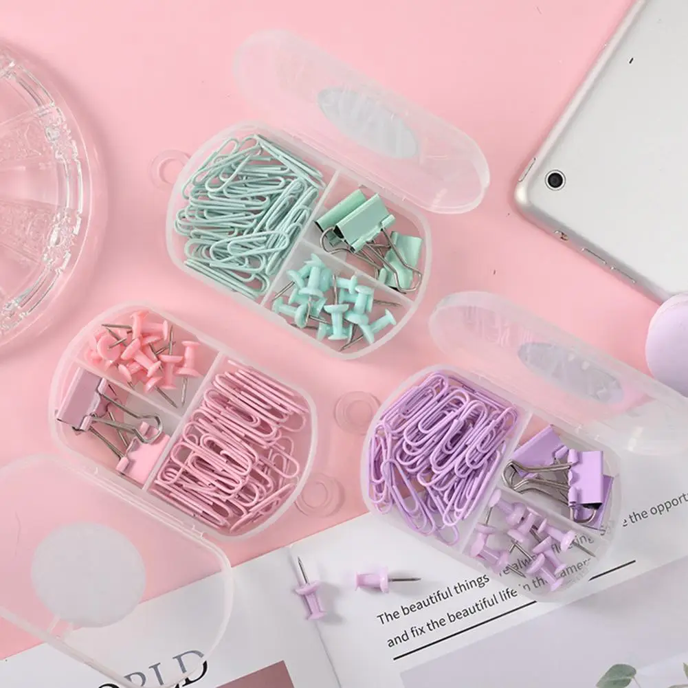 収納ボックス付きi字型ネイルセット、防錆、ドベルテイルクランプ、ブックマーク、写真チケットファイル、文房具、1セット