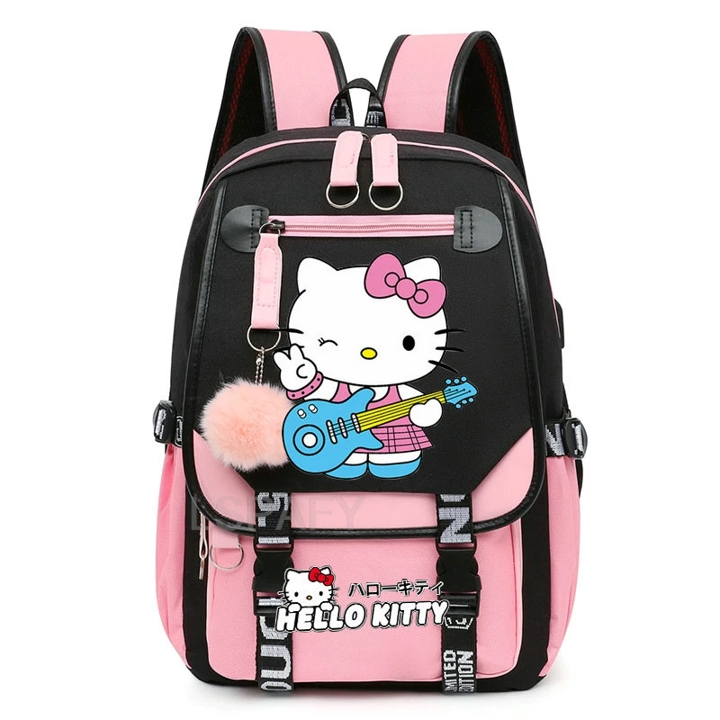 Nowe dziewczęce chłopięce plecaki dla dzieci Hello Kitty szkolne torby na książki nastolatek płócienny plecak na laptopa plecak Nezuko dla kobiet