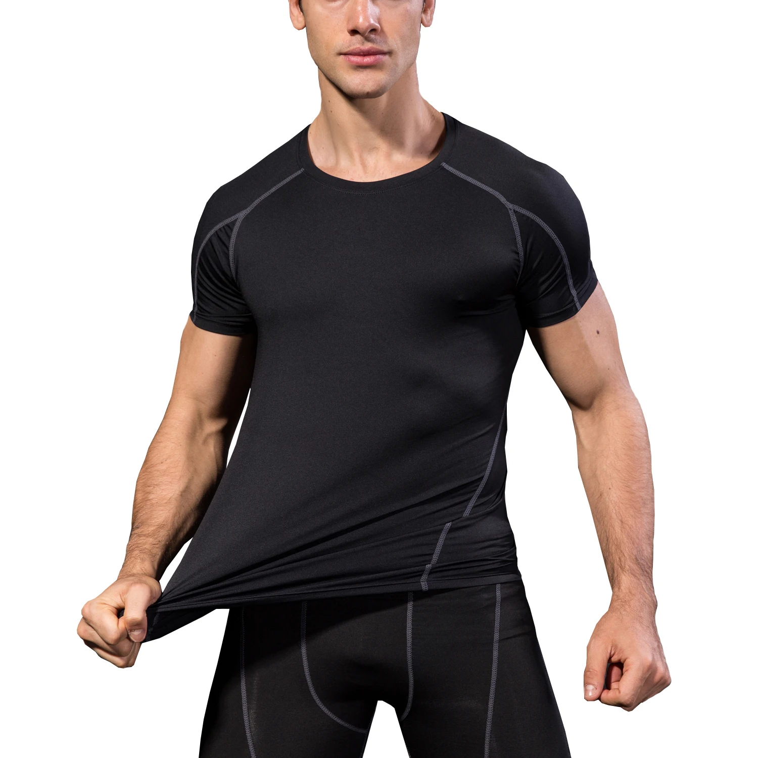 Quick Dry Running Shirt Men Fitness Sport Gym T-shirt Bodybuilding Gym Workout Short Sleeve T-shirt compression shirt men