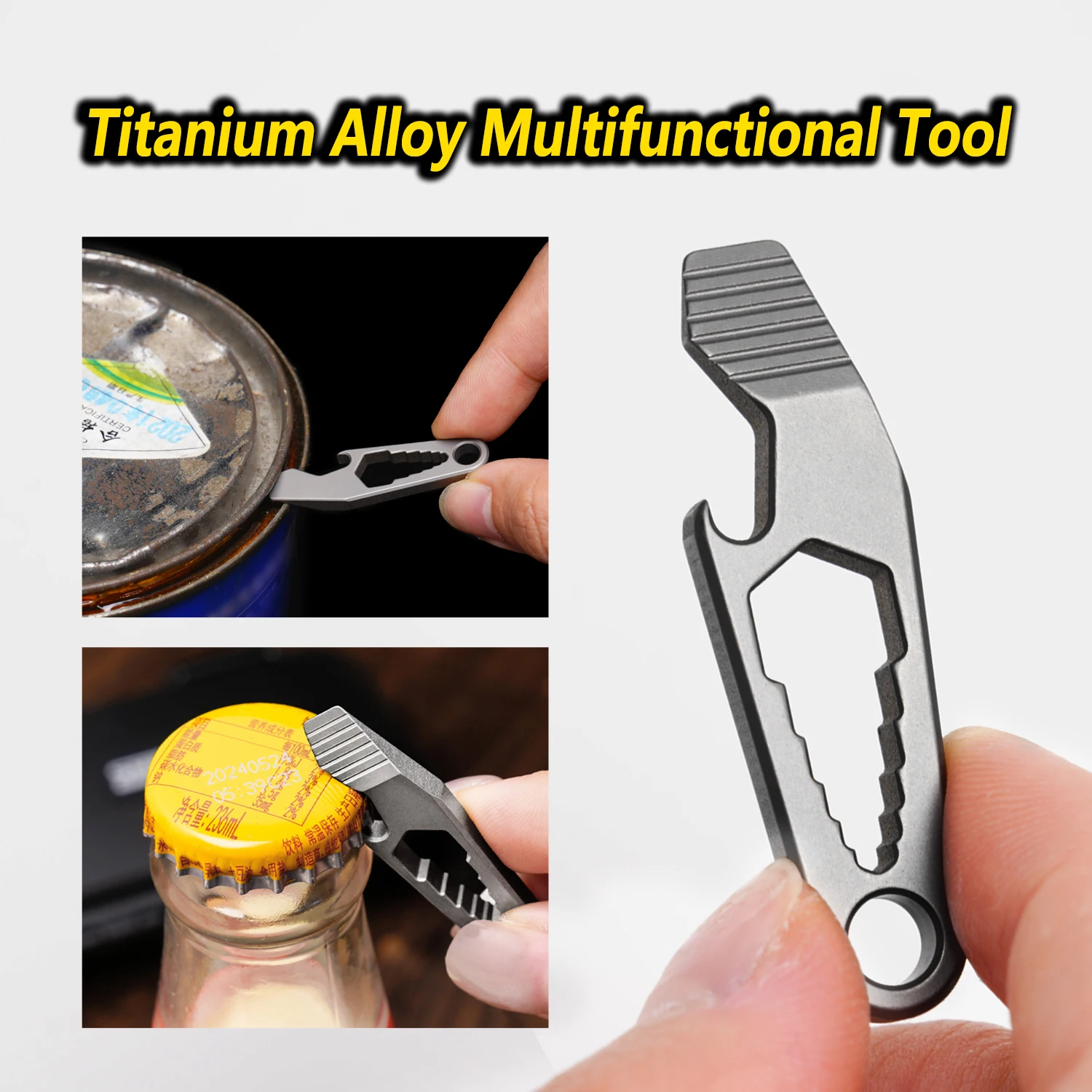 

1pc Mini Titanium Alloy Pry Bar Bottle Opener Multifunctional EDC Tool Pocket Portable Keychain Decorative Small Pendant