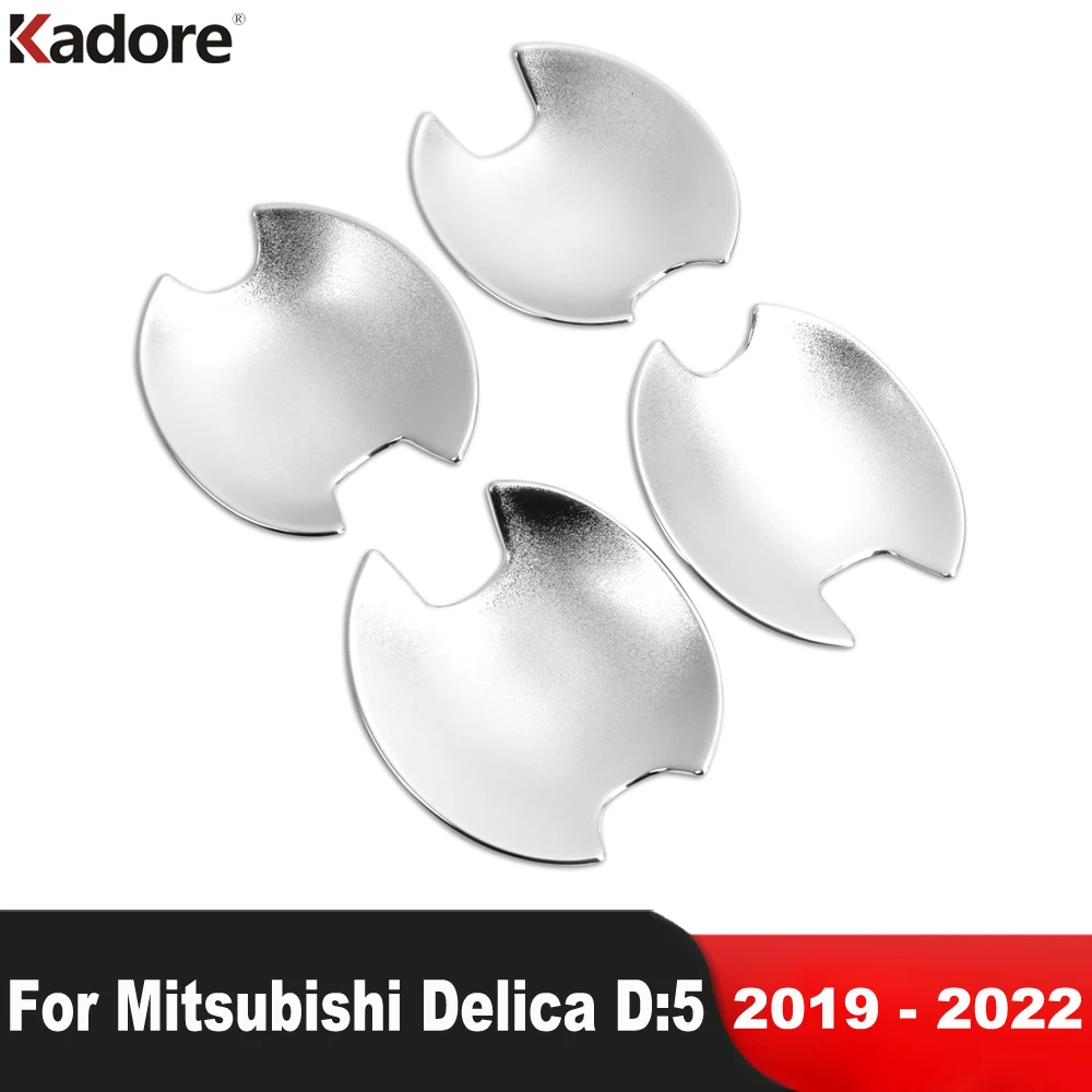 Side Door Handle Bowl Cup Cover Trim For Mitsubishi Delica D:5 2019 2020 2021 2022 Chrome Car Decoration Exterior Accessories