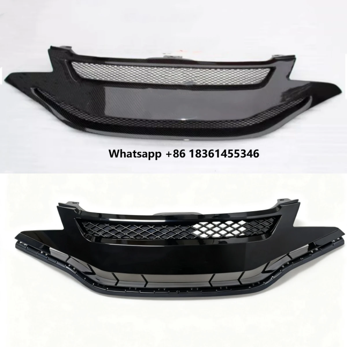 

For FIT JAZZ GK5 2014-2017 Modified ABS Material Radiator Grill Carbon Fiber Front Bumper Net Car Grille