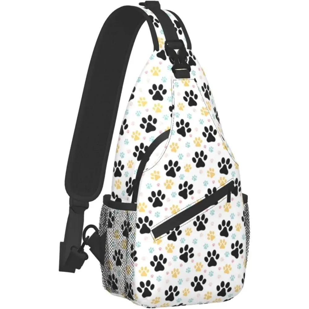 

Kawaii Dog Paw Print Sling Bag for Women Men Crossbody Shoulder Backpack Unisex Chest Bags Water Resistant Travel Hiking Daypack