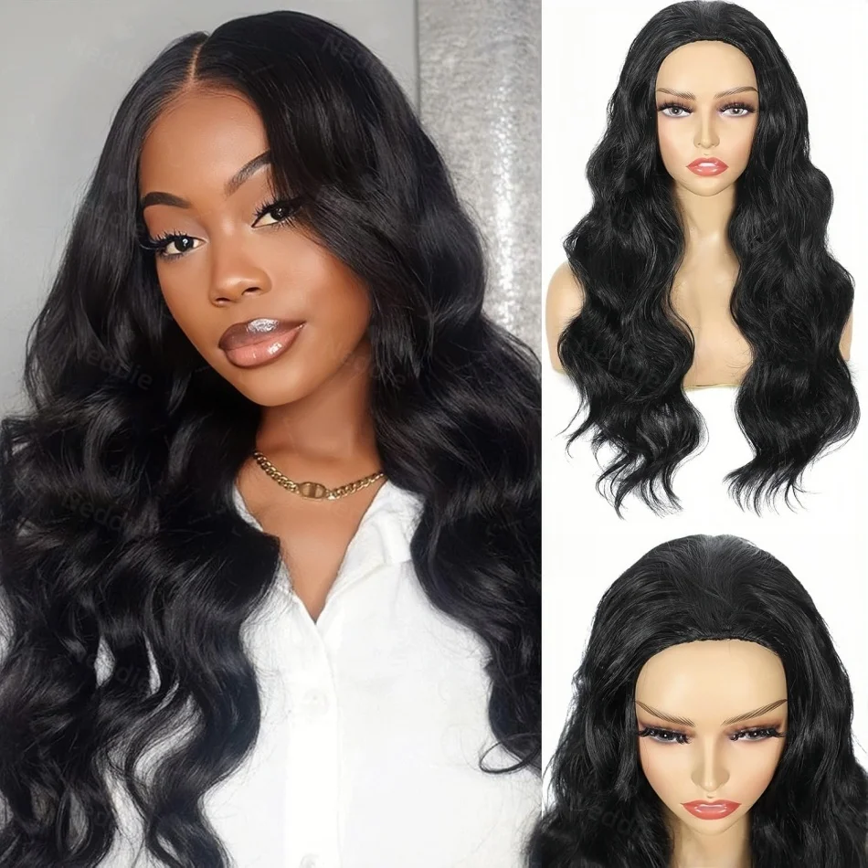 Ready To Go Body Wave Half Wig Glueless 3 In 1 Wigs Human Hair Seamless Half Wigs Flip Over Wig Drawstring For Black Women
