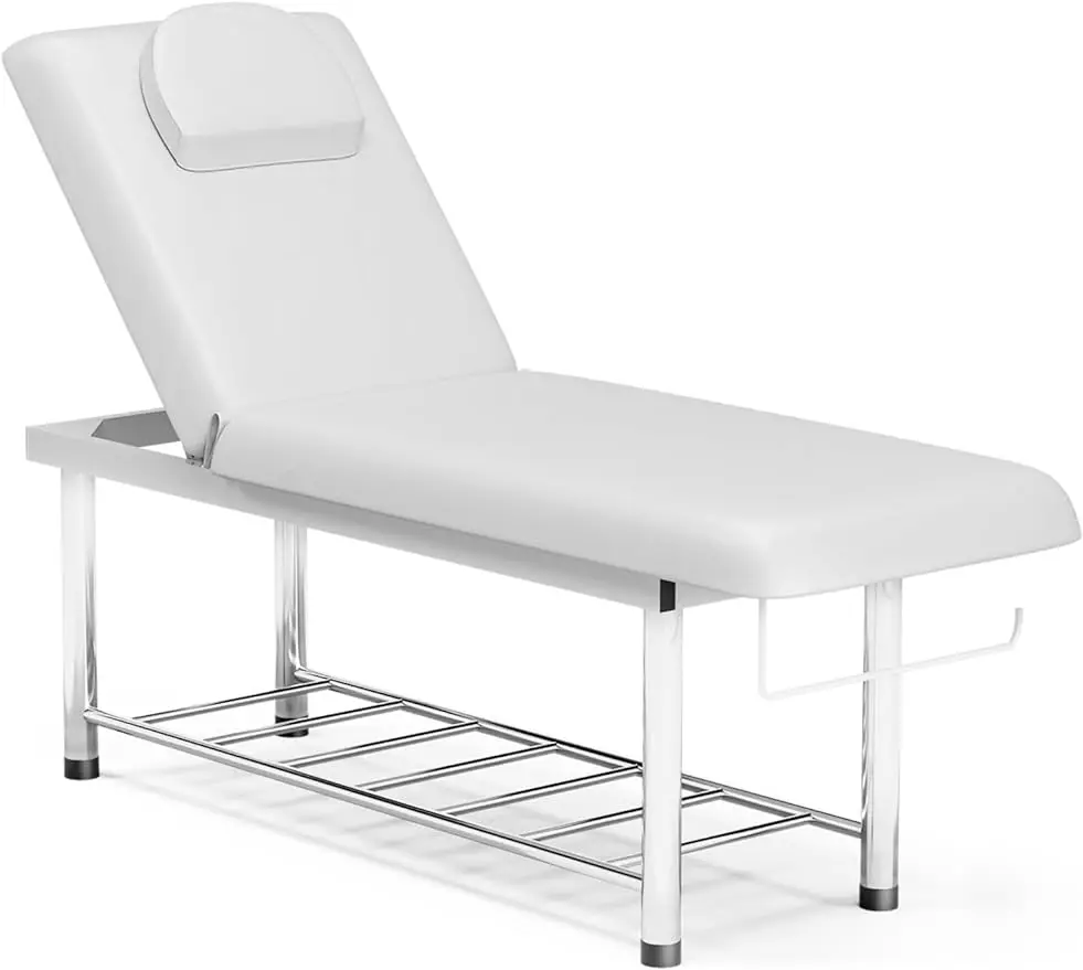 

Professioanl Massage Table Stationary 550lbs Heavy Duty Exam Bed for Treatment Medical Therapy Tattoo Facial, Backrest Adjustabl