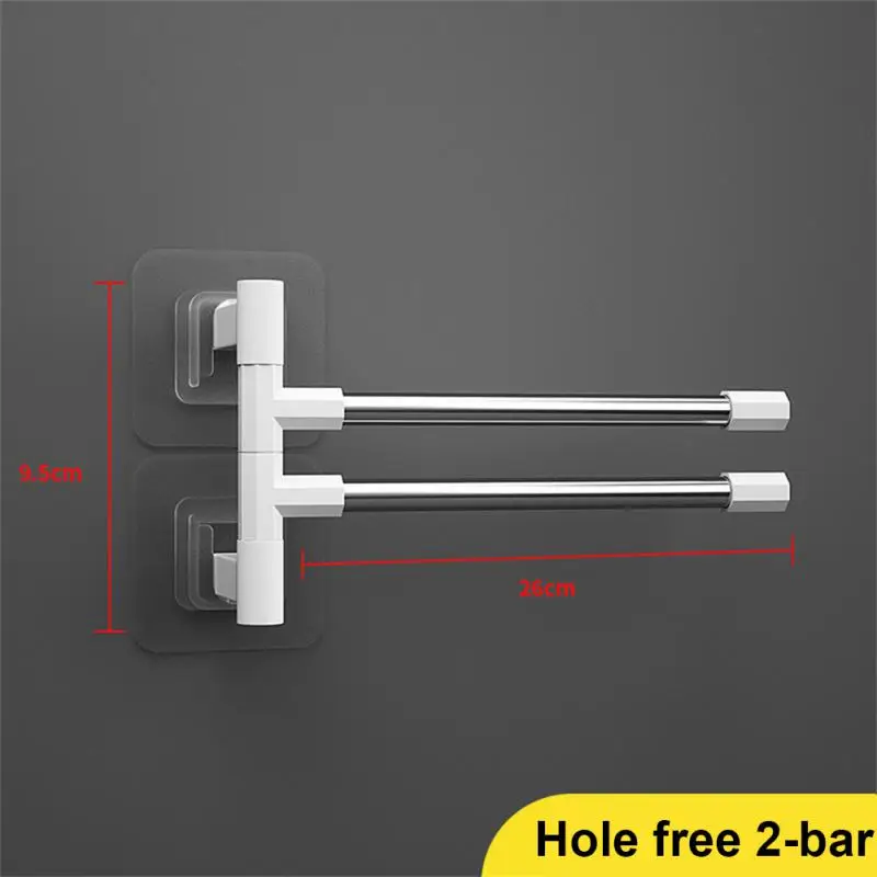 1/2PCS Bathroom Towel Rack Rotatable Towel Holder 99.99% Space Aluminum 2/3/4-Bar Towel Hanger Kitchen Shelf Paper Hanging Wall