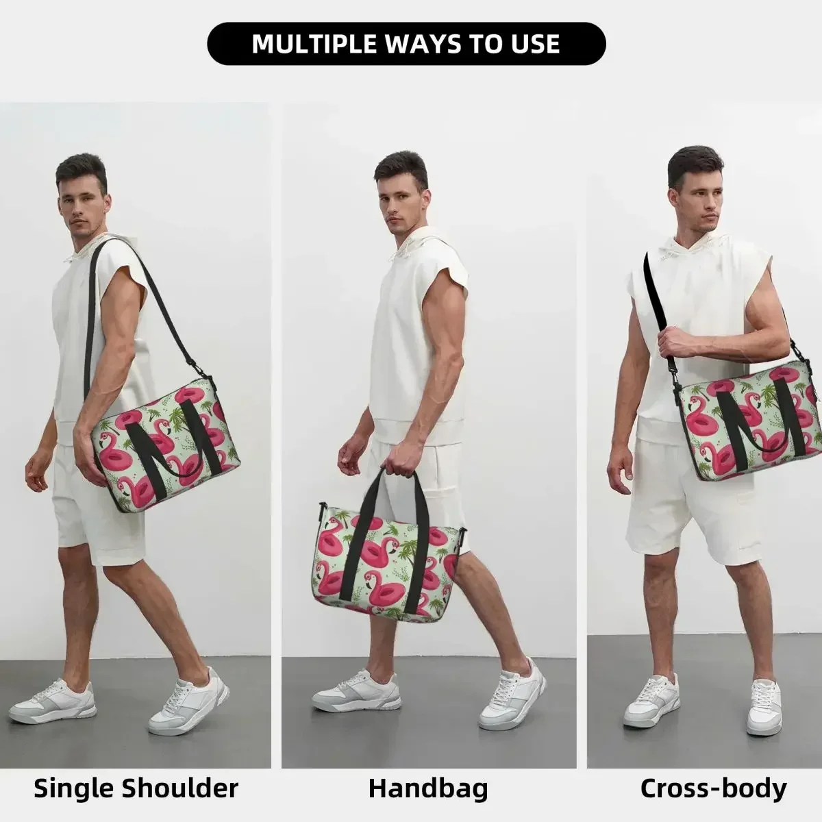 Flamingo Float Beach Travel Bag Large Capacity Tote Bags for Gym Sport Women Shopping Duffle Shoulder Bag