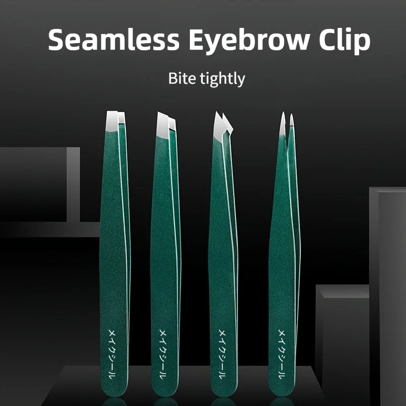 Conjunto de pinças de aço inoxidável, 4 unidades, clipe de sobrancelha, extrator de cabelo fino multifuncional, adequado para remoção de pelos faciais