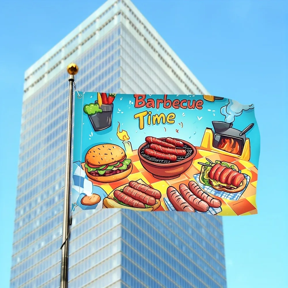 Vibrant Barbecue Time Polyester Garden Flag Durable Outdoor Summer Season Decor