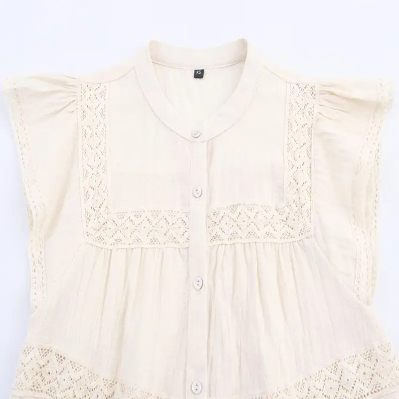 بلوزة نسائية صيفية جديدة لعام 2025 من مزيج القطن بأكمام قصيرة وياقة مستديرة بلون واحد وتصميم فضفاض بإحساس بارد على طراز الشاط...